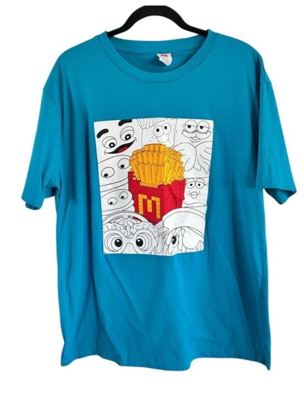 McDonald’s Graphic Teal T-Shirt Colorful Fries & Character Illustration Street